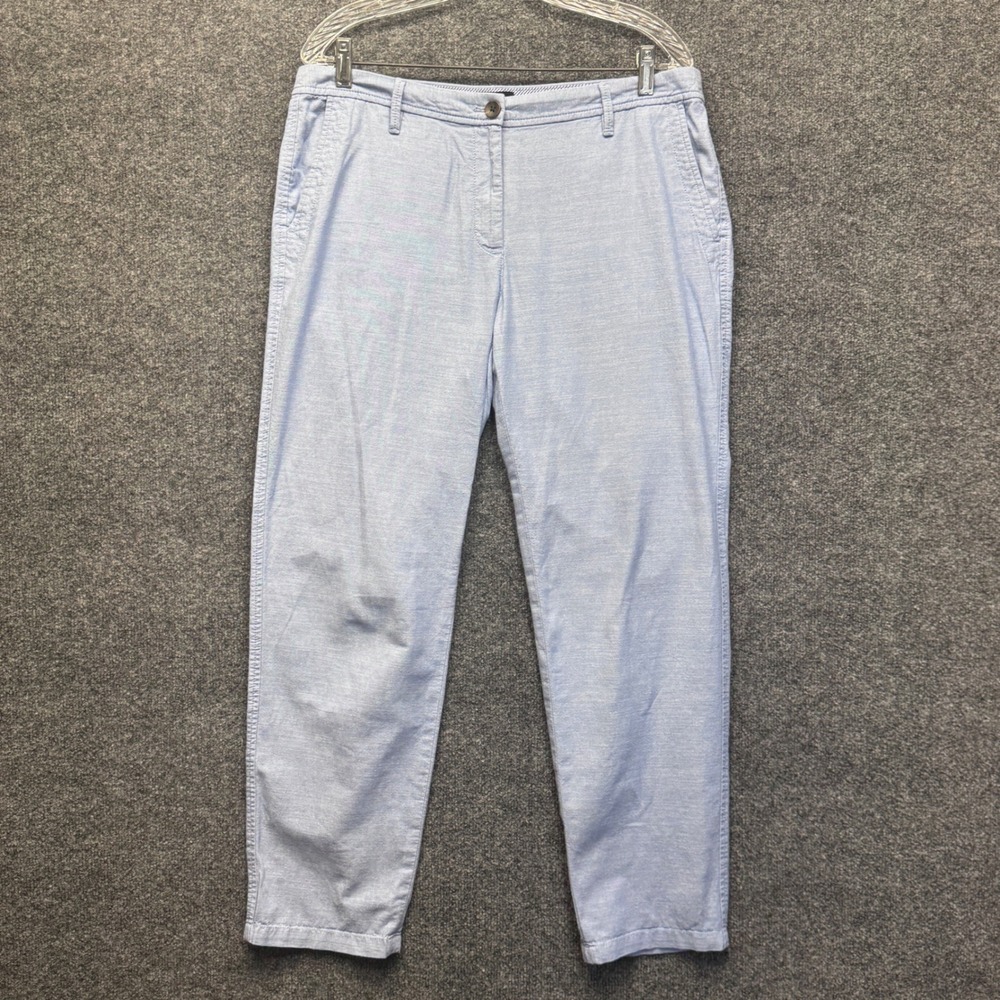 Talbots Relaxed Chino Women 10 Blue Cotton Pants Coastal Preppy Casual Straight